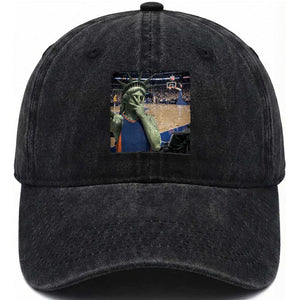 Funny Statue Of Liberty Basketball Selfie Graphic Washed Cotton Baseball Cap TS12 Print Your Wear