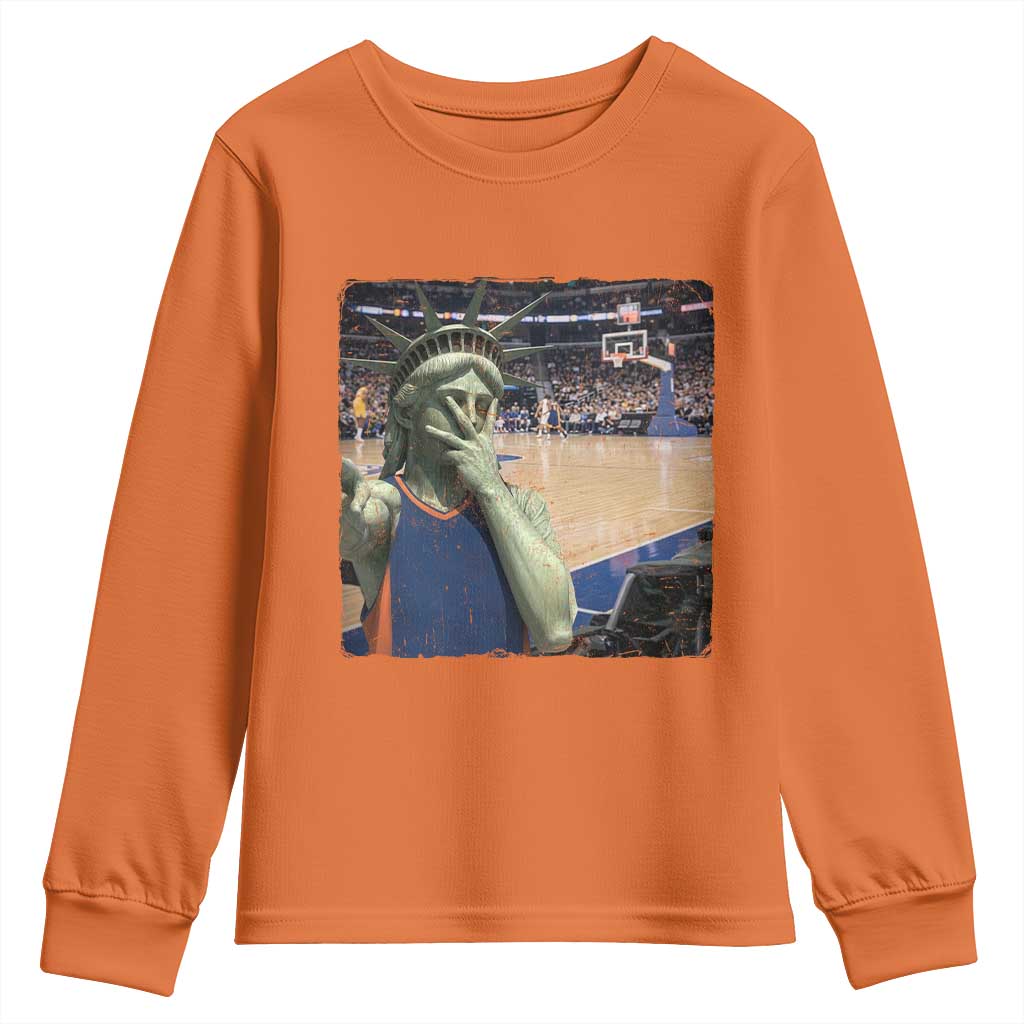 Funny Statue Of Liberty Basketball Selfie Graphic Youth Sweatshirt TS12 Orange Print Your Wear