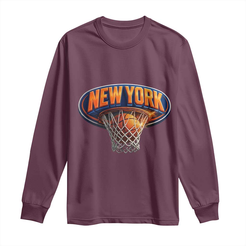New York Game Day Gift Hoops Lover Long Sleeve Shirt TS12 Maroon Print Your Wear