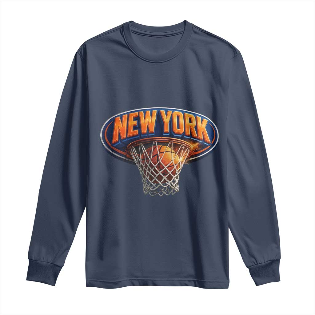 New York Game Day Gift Hoops Lover Long Sleeve Shirt TS12 Navy Print Your Wear