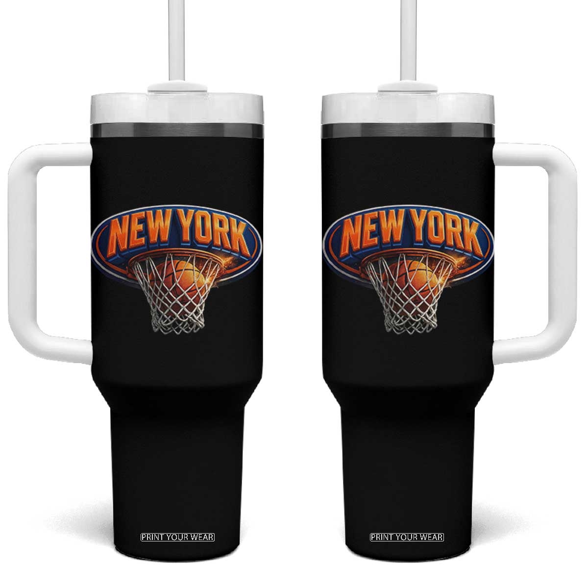 New York Game Day Gift Hoops Lover Tumbler With Handle TS12 One Size: 40 oz Black Print Your Wear