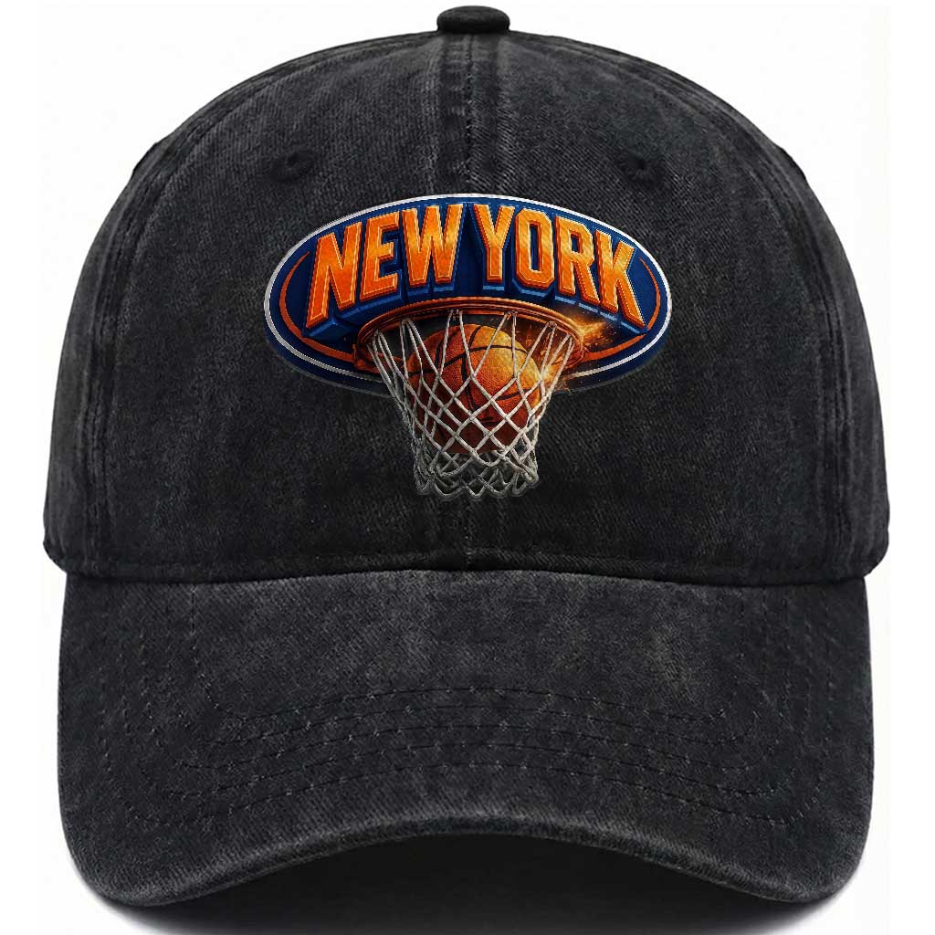 New York Game Day Gift Hoops Lover Washed Cotton Baseball Cap TS12 Print Your Wear