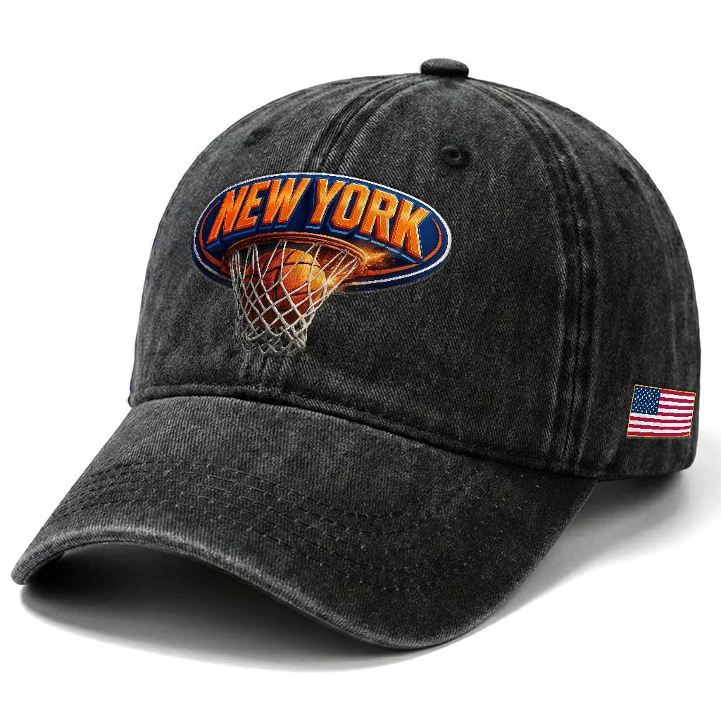 New York Game Day Gift Hoops Lover Washed Cotton Baseball Cap TS12 Print Your Wear