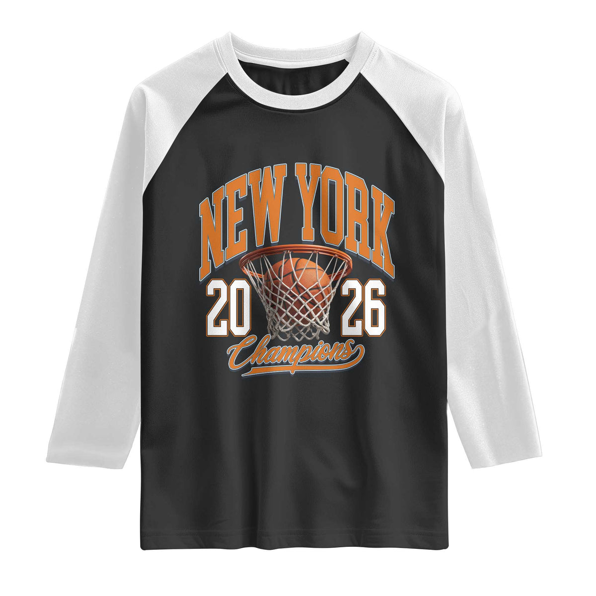 Vintage New York Champions 2026 Raglan Shirt Hoops Fan Gift TS12 Black White Print Your Wear