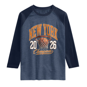 Vintage New York Champions 2026 Raglan Shirt Hoops Fan Gift TS12 Heather Denim Navy Print Your Wear