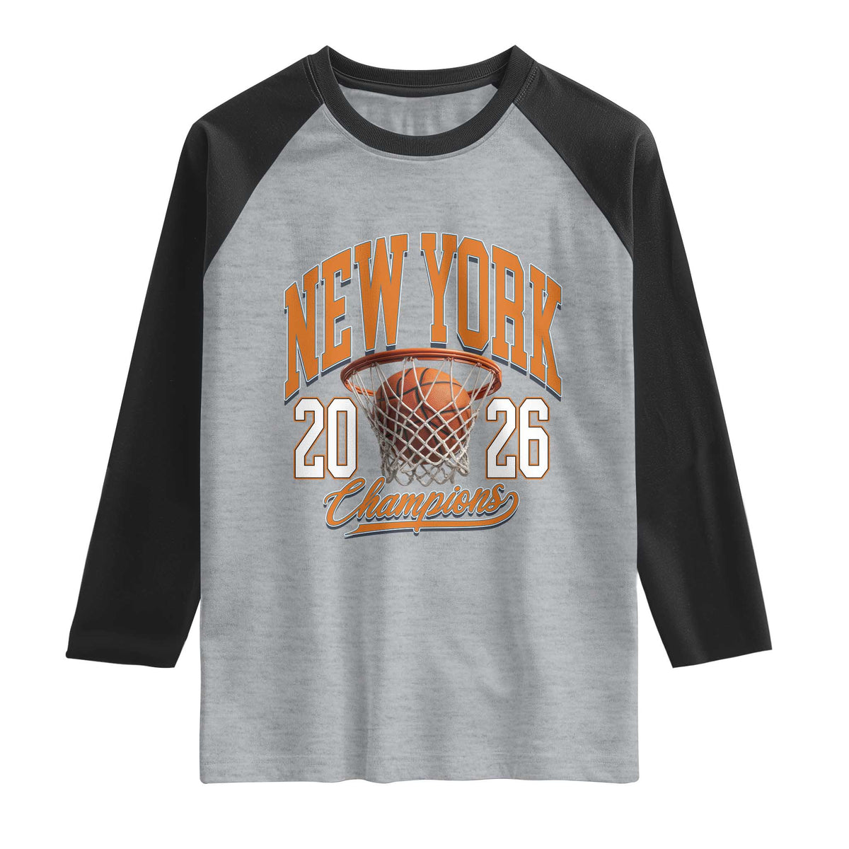 Vintage New York Champions 2026 Raglan Shirt Hoops Fan Gift TS12 Heather Gray Black Print Your Wear