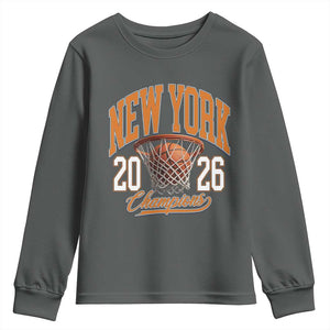 Vintage New York Champions 2026 Youth Sweatshirt Hoops Fan Gift TS12 Dark Heather Print Your Wear