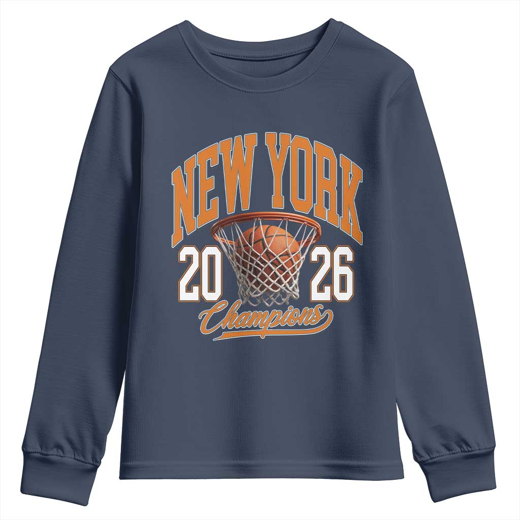 Vintage New York Champions 2026 Youth Sweatshirt Hoops Fan Gift TS12 Navy Print Your Wear