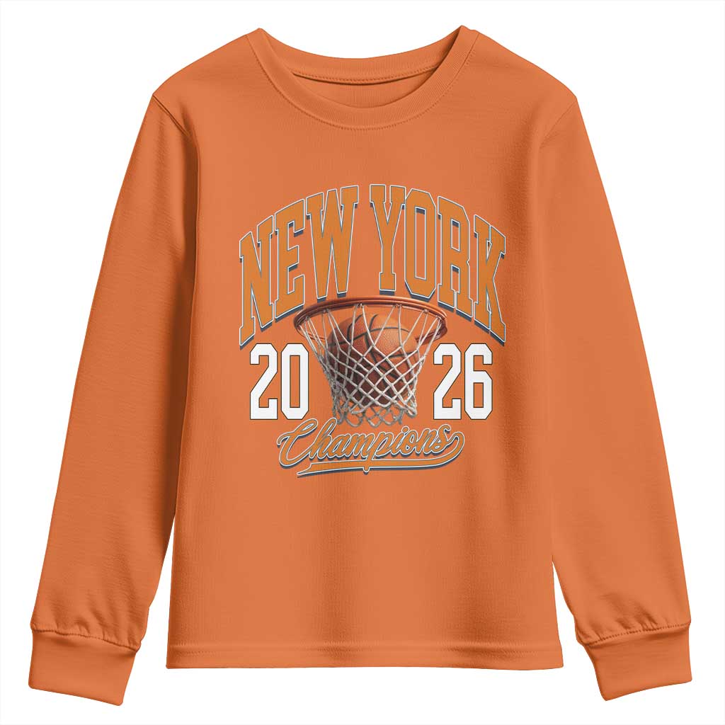 Vintage New York Champions 2026 Youth Sweatshirt Hoops Fan Gift TS12 Orange Print Your Wear