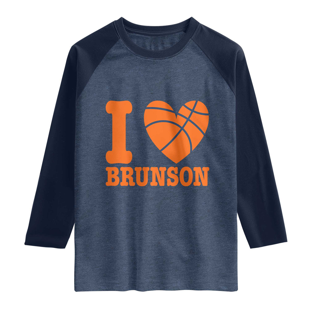 Funny I Love Brunson Name Raglan Shirt Hoops Fan Gift TS12 Heather Denim Navy Print Your Wear