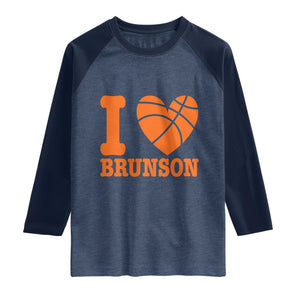 Funny I Love Brunson Name Raglan Shirt Hoops Fan Gift TS12 Heather Denim Navy Print Your Wear