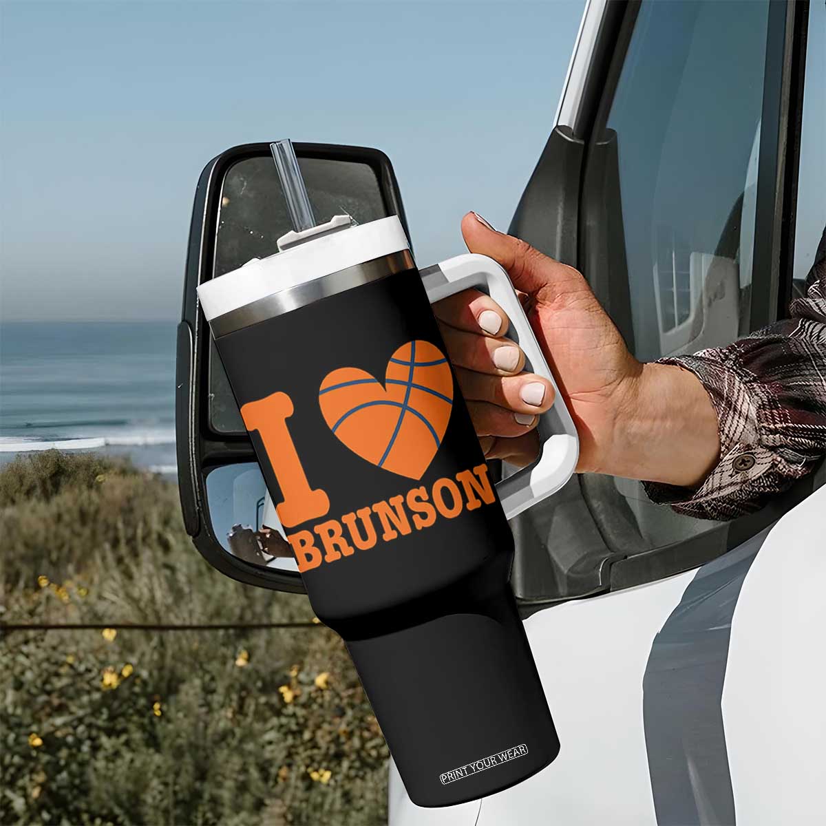 Funny I Love Brunson Name Tumbler With Handle Hoops Fan Gift TS12 Print Your Wear