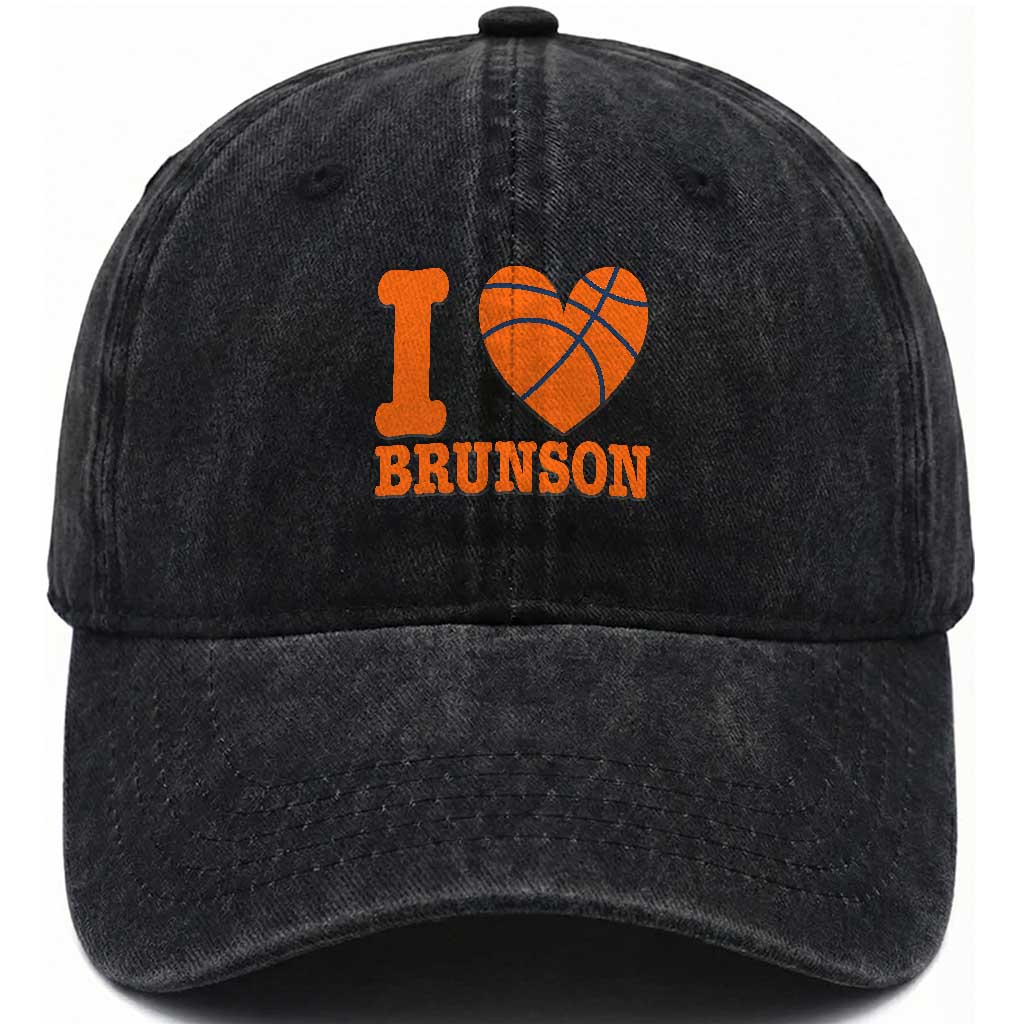 Funny I Love Brunson Name Washed Cotton Baseball Cap Hoops Fan Gift TS12 Print Your Wear