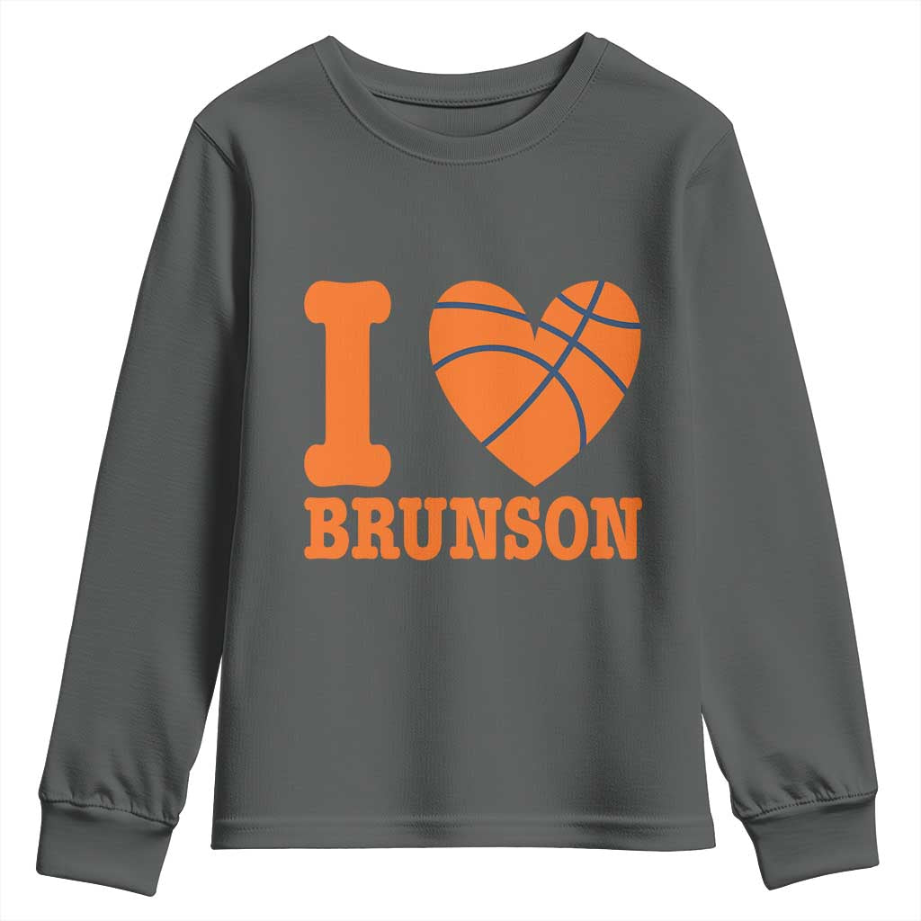 Funny I Love Brunson Name Youth Sweatshirt Hoops Fan Gift TS12 Dark Heather Print Your Wear