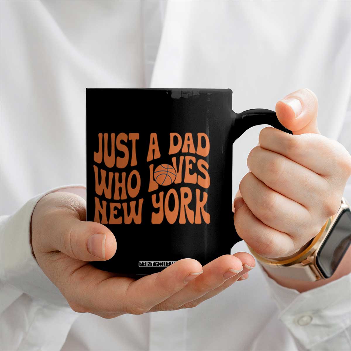 Just A Dad Who Loves New York Coffee Mug Funny Basketball Fan Gift TS12 Print Your Wear