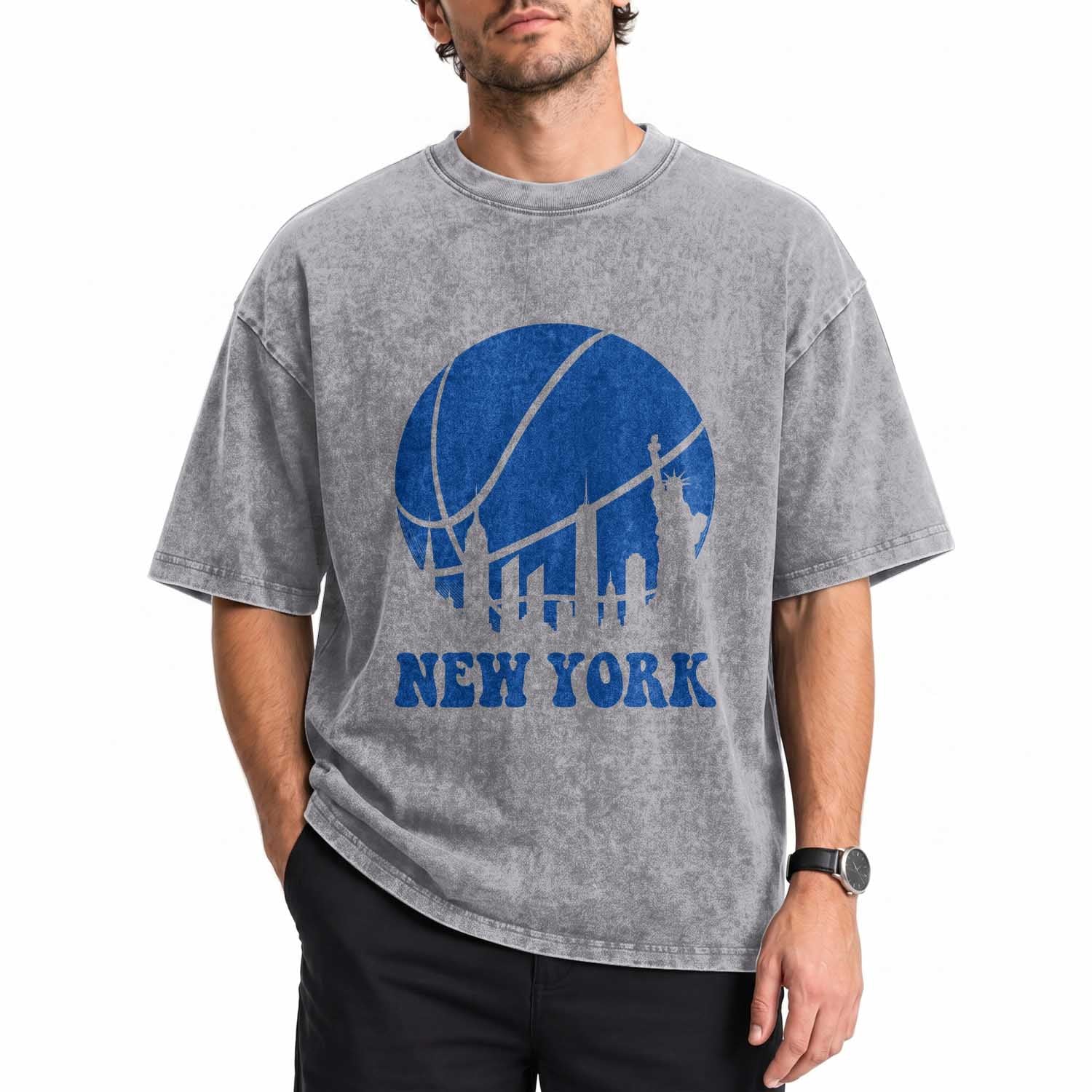 New York Skyline Washed Cotton T-Shirt Proud Game Day Sports Fan Gift