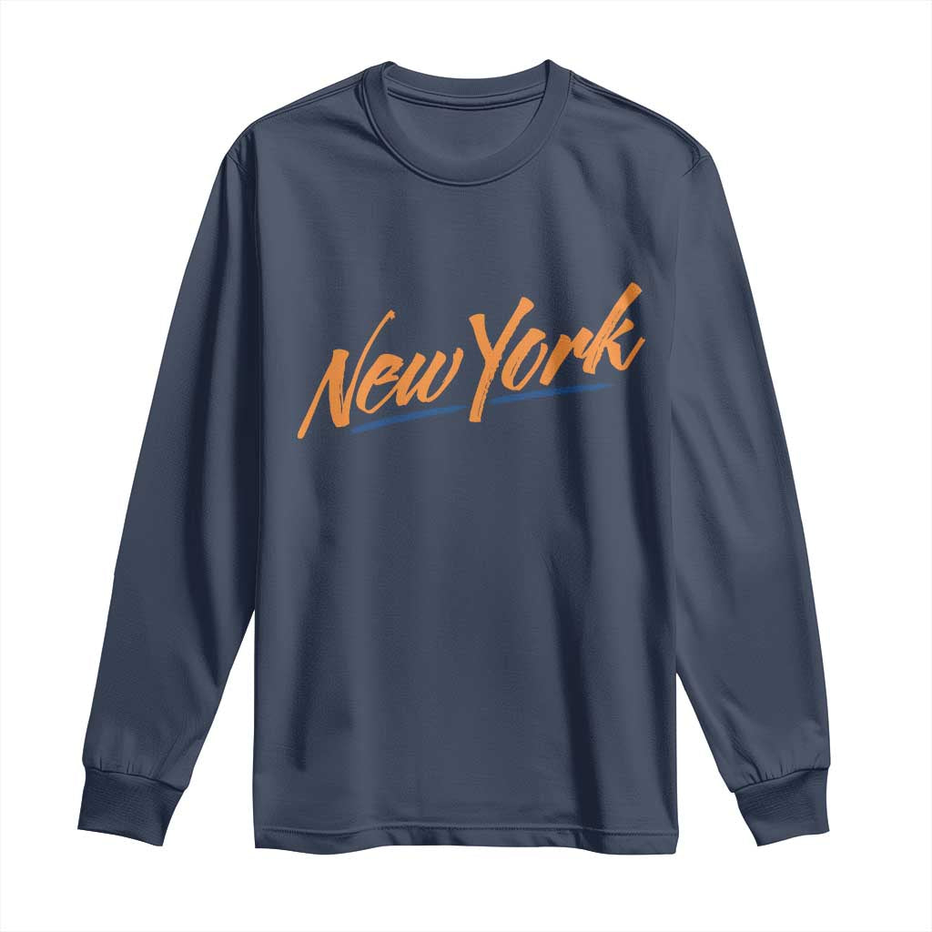 New York Pride Long Sleeve Shirt Classic Throwback Sports Fan TS12 Navy Print Your Wear