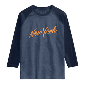 New York Pride Raglan Shirt Classic Throwback Sports Fan TS12 Heather Denim Navy Print Your Wear