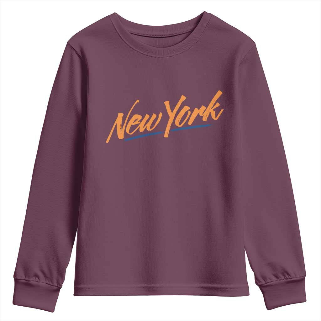 New York Pride Youth Sweatshirt Classic Throwback Sports Fan TS12 Maroon Print Your Wear