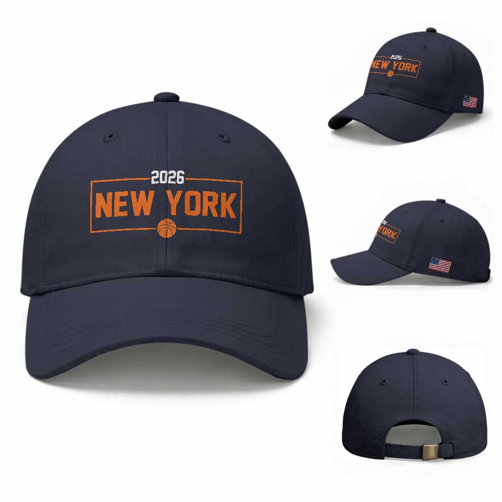Vintage New York Hoops Pride 2026 Graphic Baseball Cap TS12 Baseball Cap Universal Fit Navy Print Your Wear