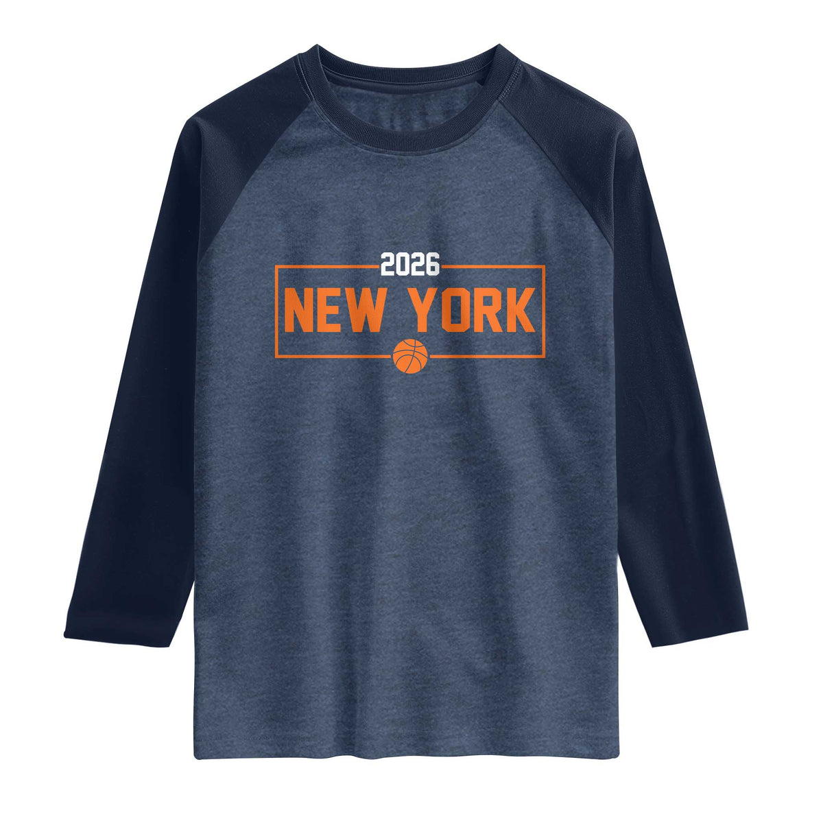 Vintage New York Hoops Pride 2026 Graphic Raglan Shirt TS12 Heather Denim Navy Print Your Wear