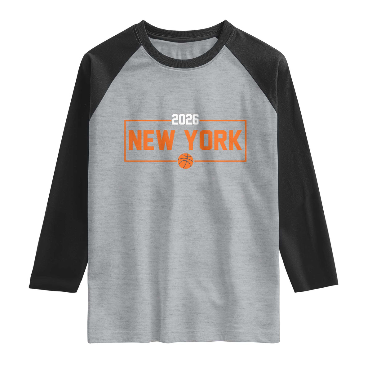 Vintage New York Hoops Pride 2026 Graphic Raglan Shirt TS12 Heather Gray Black Print Your Wear