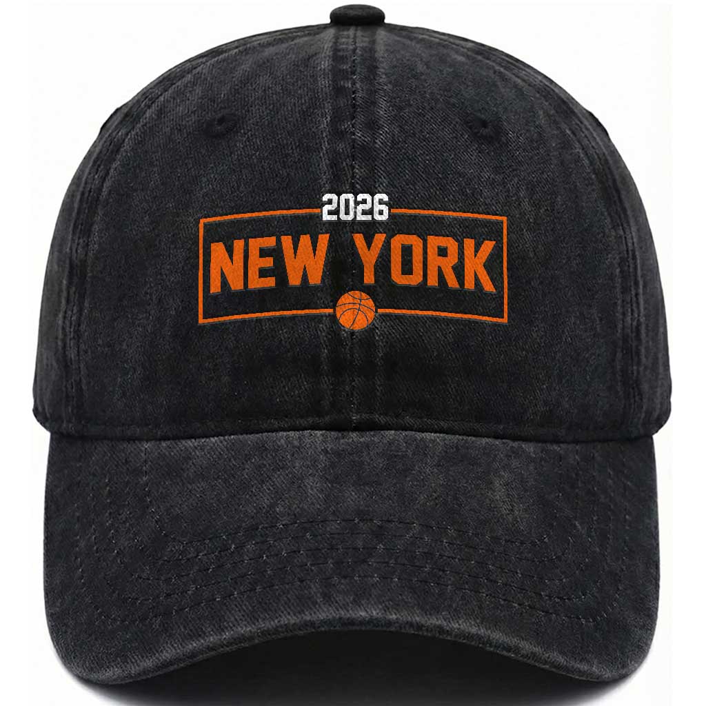 Vintage New York Hoops Pride 2026 Graphic Washed Cotton Baseball Cap TS12 Print Your Wear