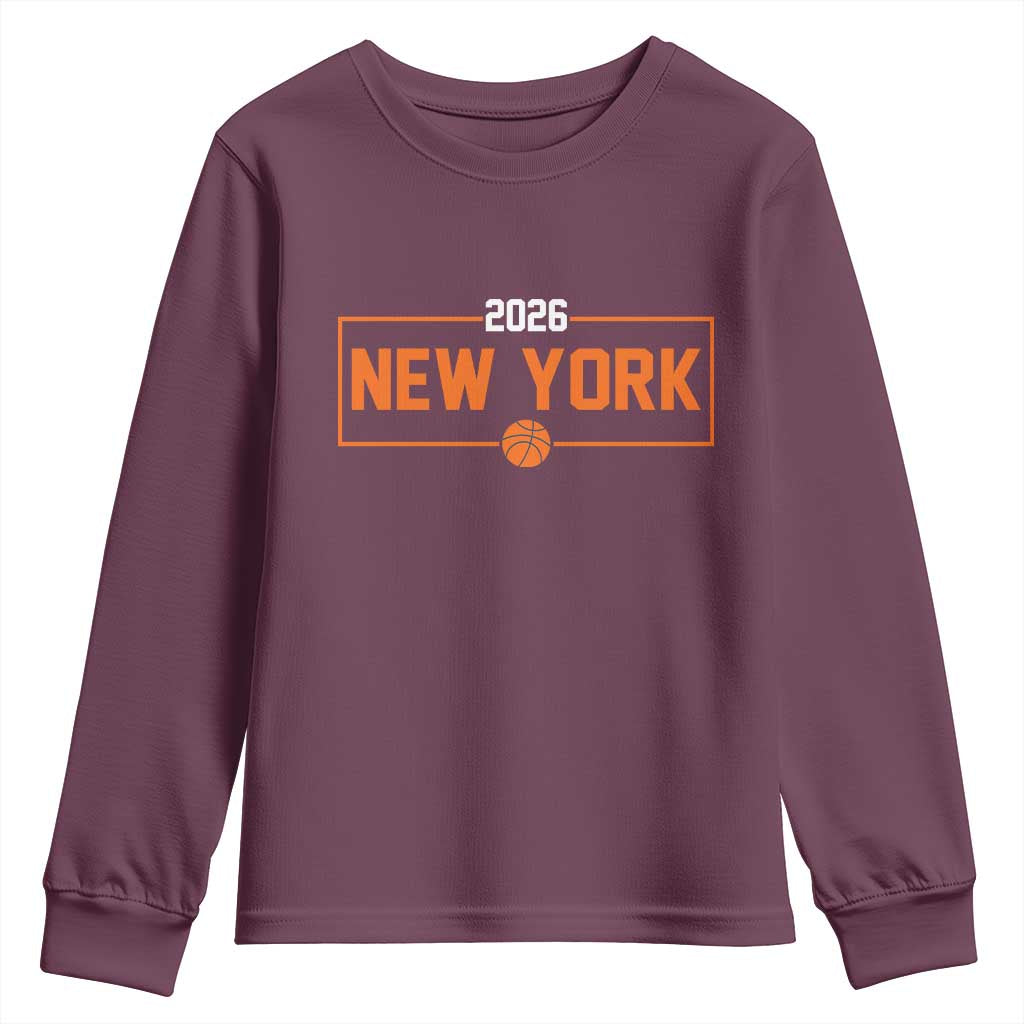 Vintage New York Hoops Pride 2026 Graphic Youth Sweatshirt TS12 Maroon Print Your Wear