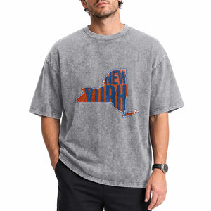 New York State Pride Graphic Washed Cotton T-Shirt Basketball Fan Gift