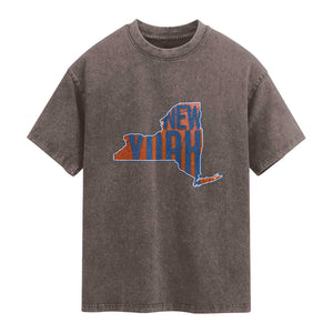 New York State Pride Graphic Washed Cotton T-Shirt Basketball Fan Gift