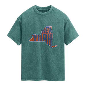 New York State Pride Graphic Washed Cotton T-Shirt Basketball Fan Gift