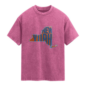 New York State Pride Graphic Washed Cotton T-Shirt Basketball Fan Gift