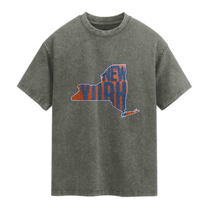 New York State Pride Graphic Washed Cotton T-Shirt Basketball Fan Gift