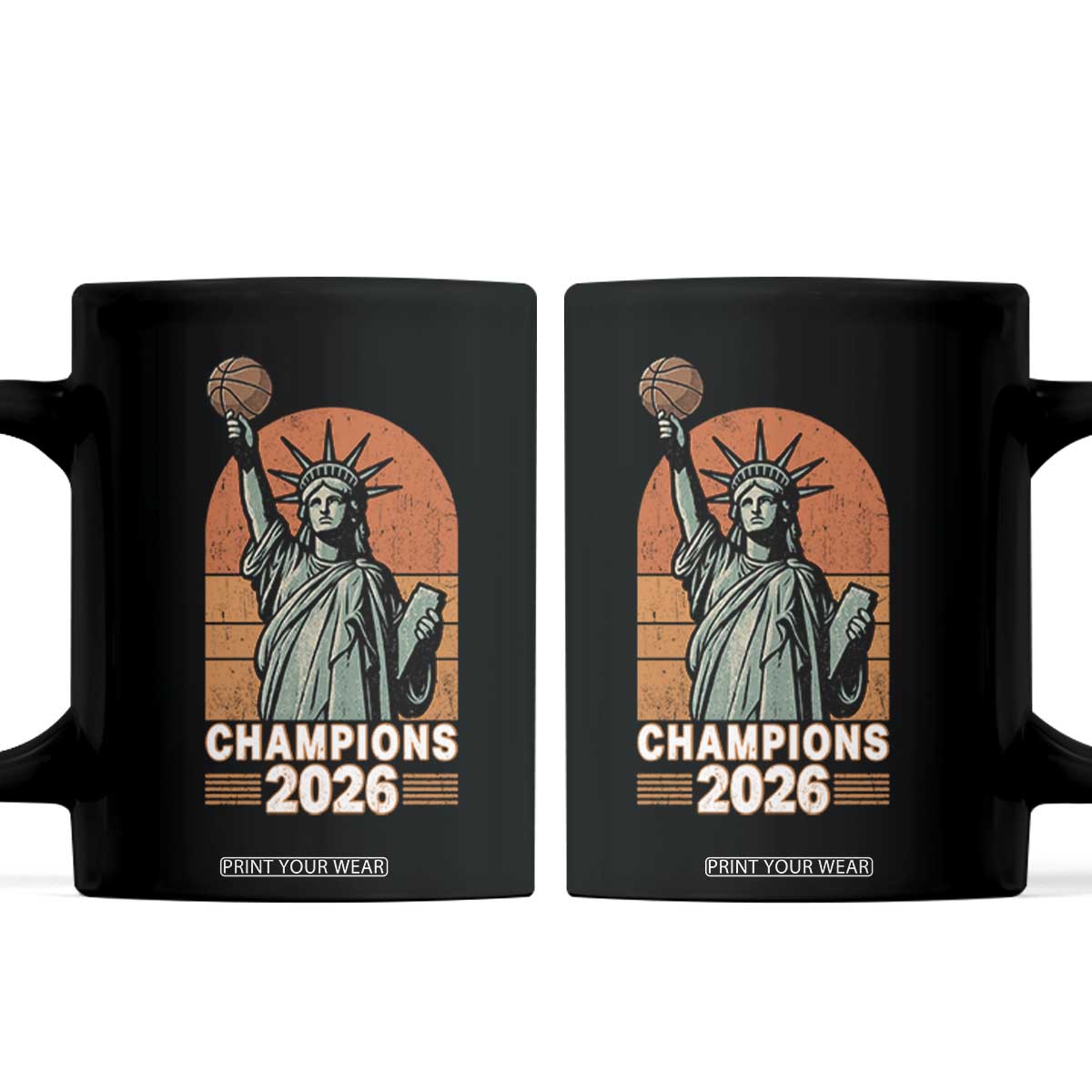 Vintage Statue Of Liberty Basketball Coffee Mug Champions 2026 New York Fan Gift TS12 Black Print Your Wear
