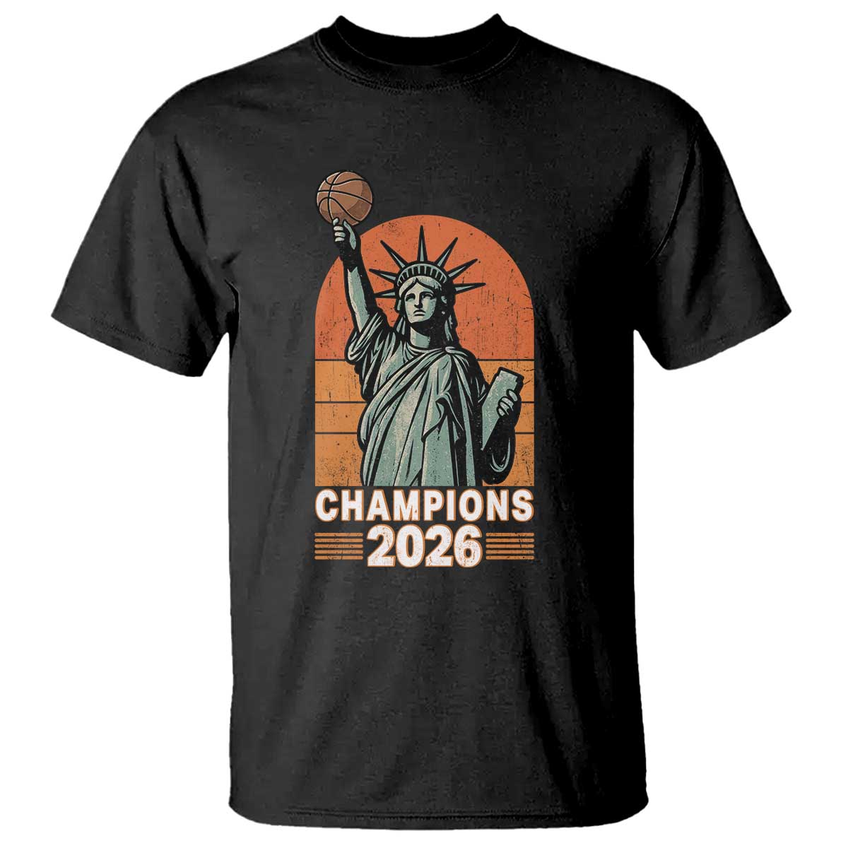 Vintage Statue Of Liberty Basketball T Shirt Champions 2026 New York Fan Gift TS12 Black Print Your Wear
