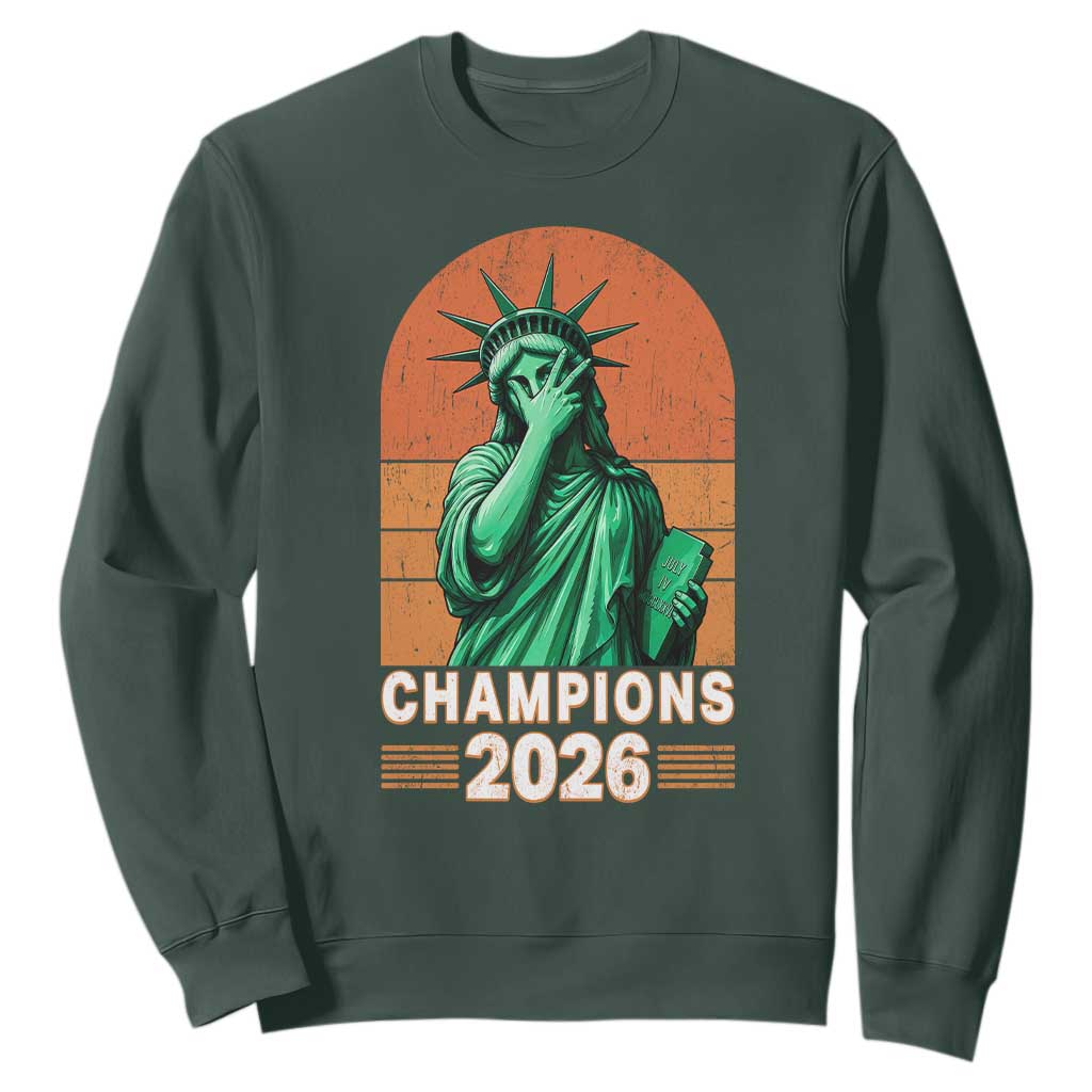 Vintage Statue Of Liberty Champions 2026 Sweatshirt New York Pride TS12 Dark Forest Green Print Your Wear