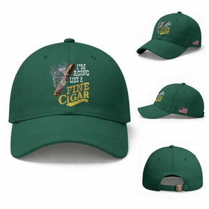 Cigar Lovers Baseball Cap I Am Aging Like A Fine Cigar TS12 Baseball Cap Universal Fit Irish Green Print Your Wear