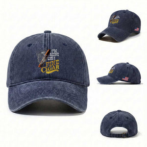 Cigar Lovers Washed Cotton Baseball Cap I Am Aging Like A Fine Cigar TS12 Washed Cap Universal Fit Navy Print Your Wear
