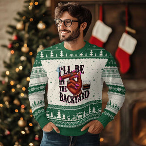 Bourbon And Cigar Lover Ugly Christmas Sweater I Will Be In The Backyard TS12 Beige Green Print Your Wear