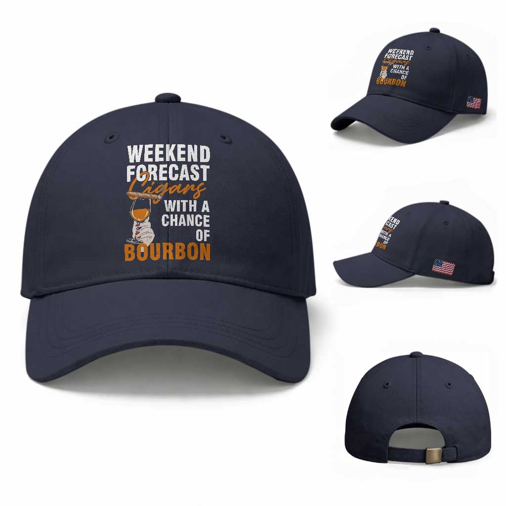 Weekend Forecast Cigars And Bourbon Baseball Cap Gift For Women TS12 Baseball Cap Universal Fit Navy Print Your Wear