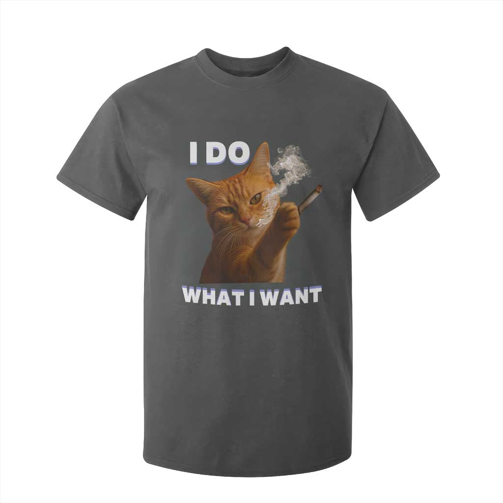 Funny Smoking Cat T Shirt For Kid I Do What I Want Sarcastic Cats Meme TS12 Dark Heather Print Your Wear