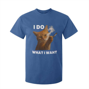 Funny Smoking Cat T Shirt For Kid I Do What I Want Sarcastic Cats Meme TS12 Royal Blue Print Your Wear