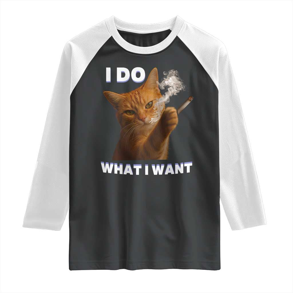 Funny Smoking Cat Raglan Shirt I Do What I Want Sarcastic Cats Meme TS12 Black White Print Your Wear