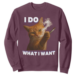 Funny Smoking Cat Sweatshirt I Do What I Want Sarcastic Cats Meme TS12 Maroon Print Your Wear