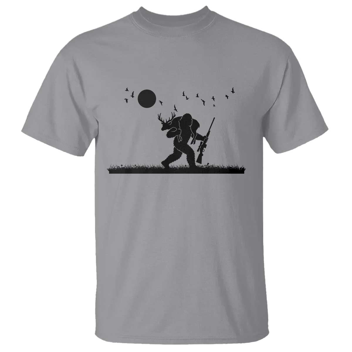 Bigfoot Hunting With Rifle T Shirt Funny Outdoor Hunter Gift TS12 Sport Gray Print Your Wear