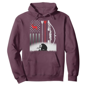Bow Deer Hunting Hoodie American Flag Hunter Gift TS12 Maroon Print Your Wear