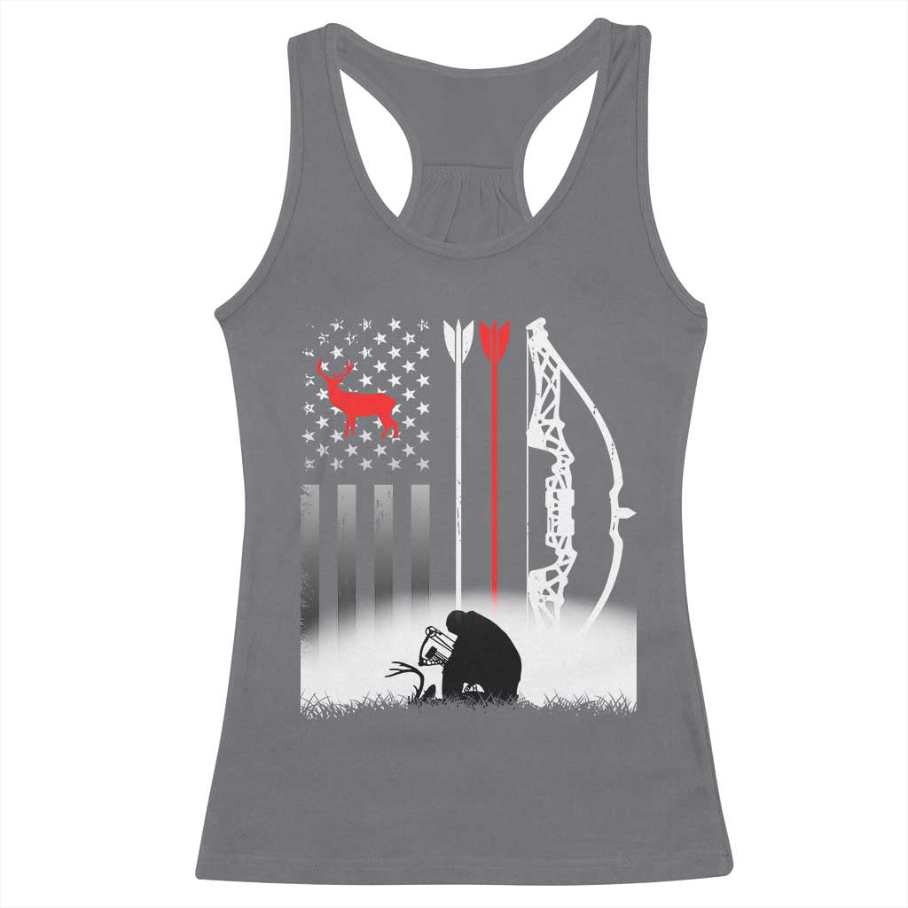 Bow Deer Hunting Racerback Tank Top American Flag Hunter Gift TS12 Charcoal Print Your Wear