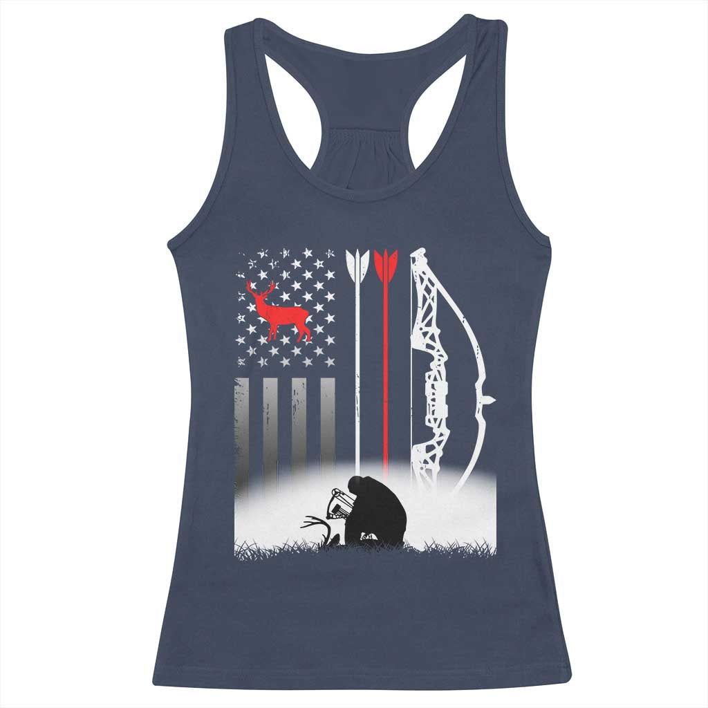 Bow Deer Hunting Racerback Tank Top American Flag Hunter Gift TS12 Navy Print Your Wear
