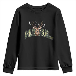 Mama Hunting Life Youth Sweatshirt Deer Head Camo Gift TS12 Black Print Your Wear