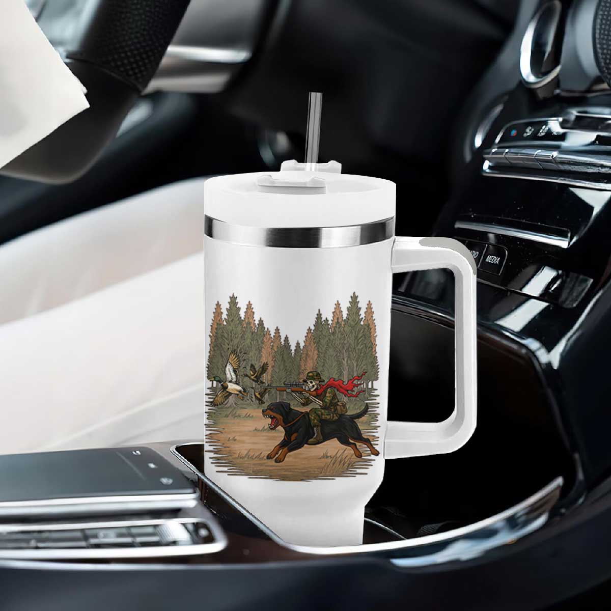 Funny Skeleton Riding Labrador Hunting Tumbler With Handle Gift For Hunter TS12 Print Your Wear